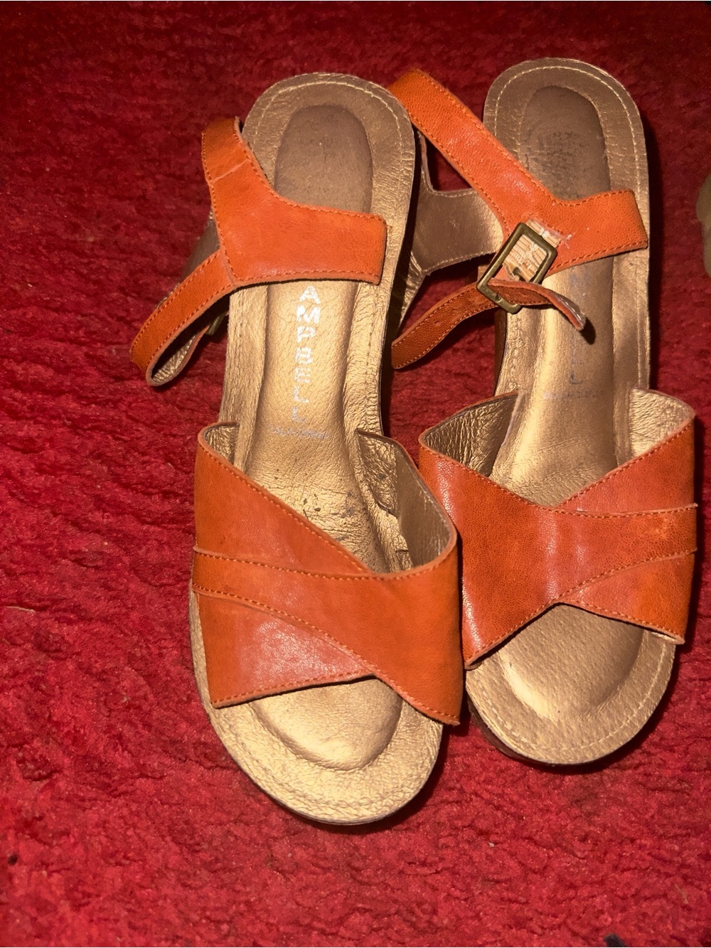 Leather strapped clogs
